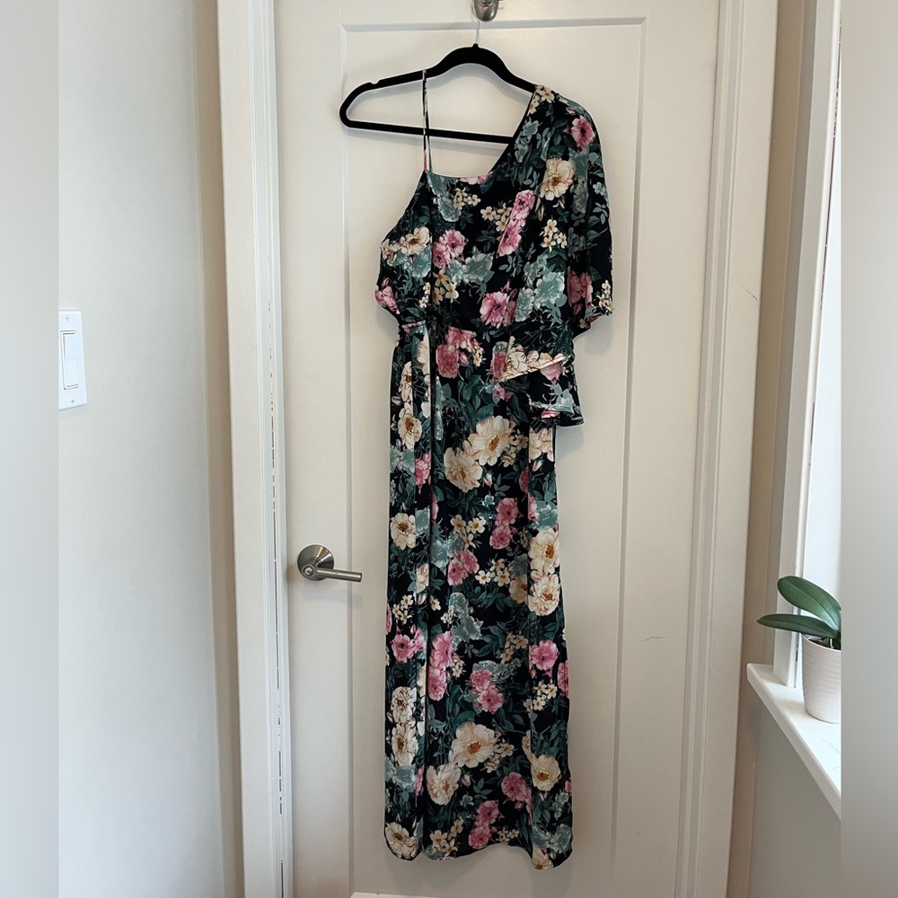 ONE SHOULDER FLORAL MAXI